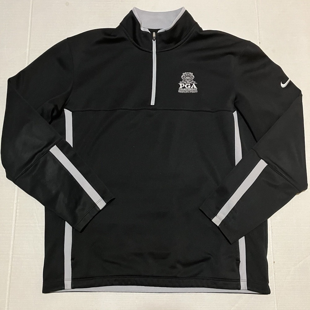 Nike Golf Tour‎ Performance Jacket Mens 1/4 Zip Pullover Size M Therma Fit Black